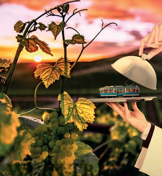 Weintasting im Oldtimer-Tram